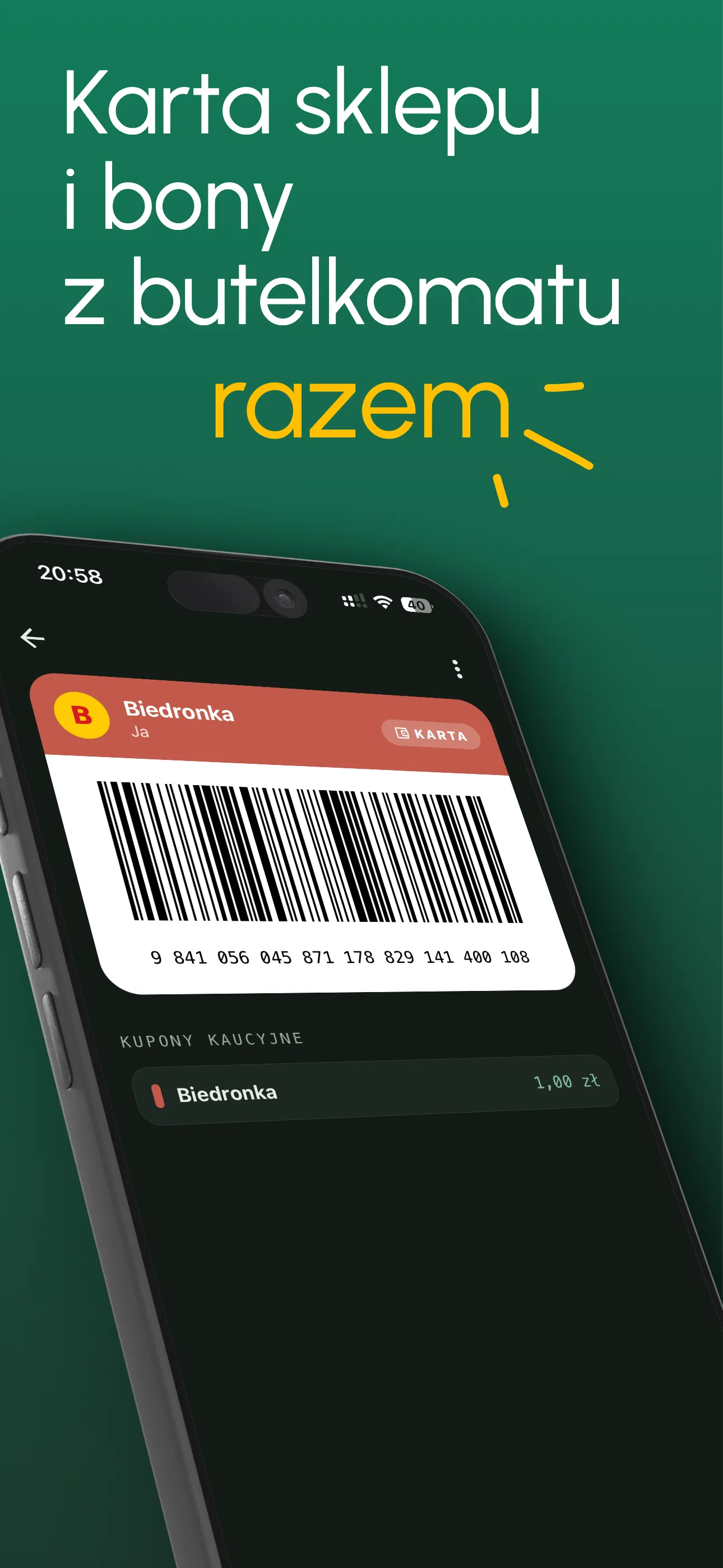 A shop card and that same shop's deposit vouchers on one screen